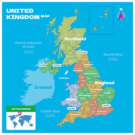 United Kingdom Full Map with City Names Concept 22979885 Vector Art at ...