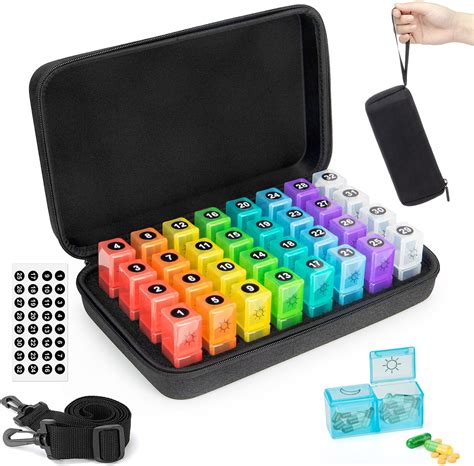 Amazon.com: YONLOG Monthly Pill Organizer 2 Times a Day, with Portable ...
