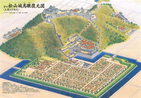 Restoration-Bird's eye view of Matsuyama Castle in the 17th Century, Iyo, Japan | Fantasy city ...