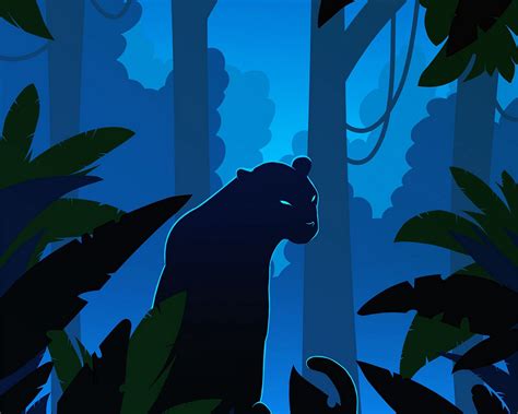 Download wallpaper 1280x1024 panther, silhouette, vector, jungle, art ...