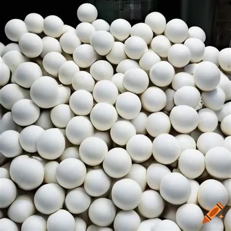 Pile of white ping pong balls in a side view on Craiyon