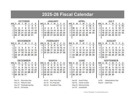 2026 Fiscal Year Calendar
