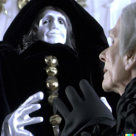 Ebenezer Scrooge pleading with Ghost of Christmas Future, eerie 1980s movie still : r/dalle2