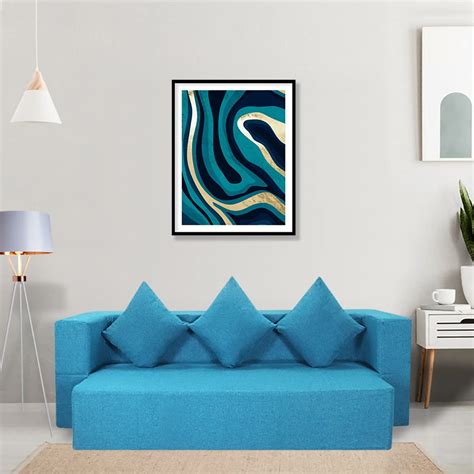 Seventh Heaven 3 Seater 72x44x10, Low Floor Sofa Cum Bed Jute Fabric ...