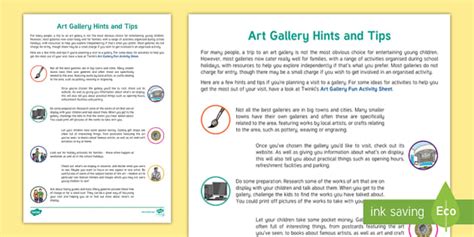 Art Gallery Hints and Tips Parent and Carer Information Sheet