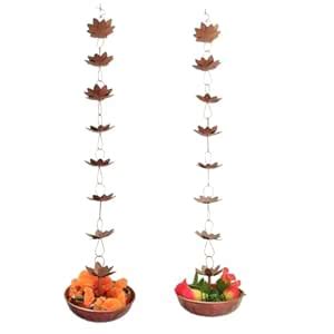 Buy Handcrafted Metal Hanging Urli with Lotus Hangings - 37" x 8 ...