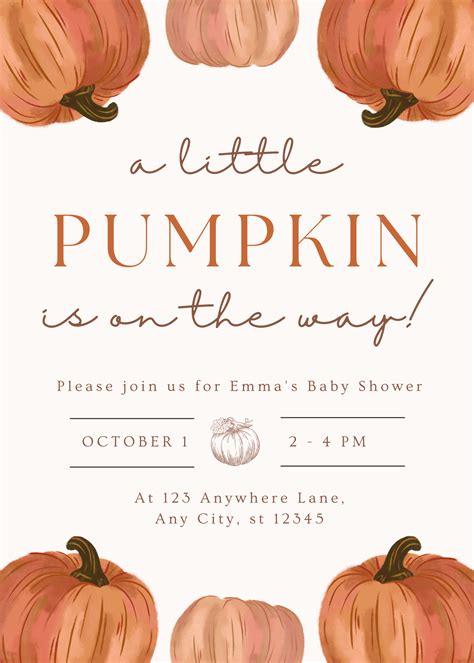 Fall pumpkin baby shower invitation digital template customisable ...