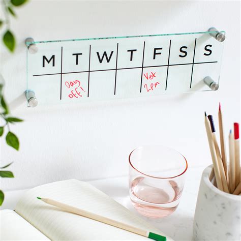 Acrylic Weekly Desk Wall Calendar | Twenty-Seven