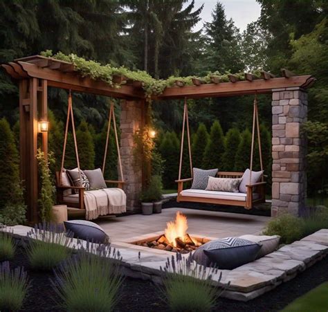 Rustic Elegance: Luxury Outdoor Fire Pit Landscaping with Hanging ...