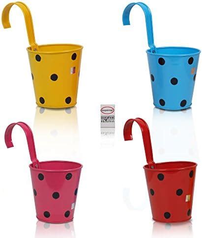 Pepper Agro Polka Dotted Hanging Flower pots Metal Plant Container ...