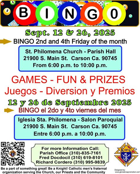 10/10/2025 - Knights of Columbus 2nd & 4th Friday BINGO FUNdraiser, St ...