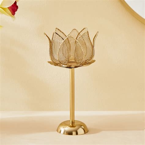 Buy Majestic Lotus Set of 2 Metal Pedestal Candle Holders from Home ...