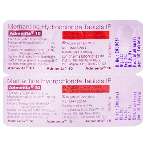Admenta 10 Tablet | Uses, Side Effects, Price | Apollo Pharmacy
