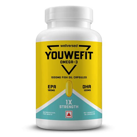 YouWeFit Omega-3 Fish Oil (60 Capsules), 1000mg