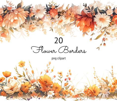 Fall Flower Border Clipart Autumn Floral Borders Clip Art - Etsy