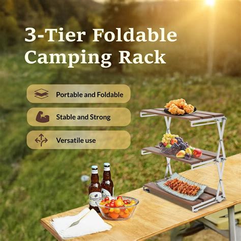 Multipurpose Natural Wood 3-Tier Foldable Storage Rack