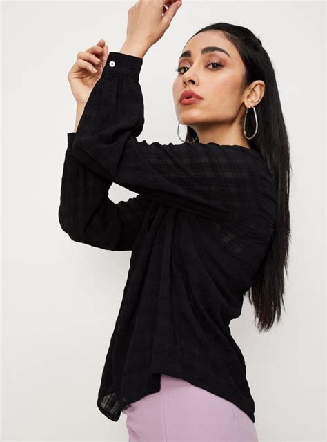 Buy Women Textured V-neck Top Online at just Rs. 699.0 - 1000012837615 ...