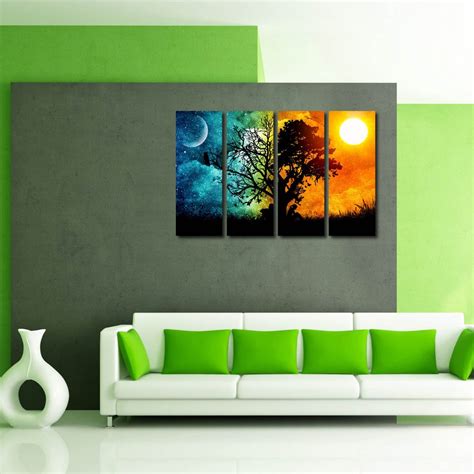 999STORE Multiple Frames Wall Art Panels with Canvas Frame Printed Tree ...