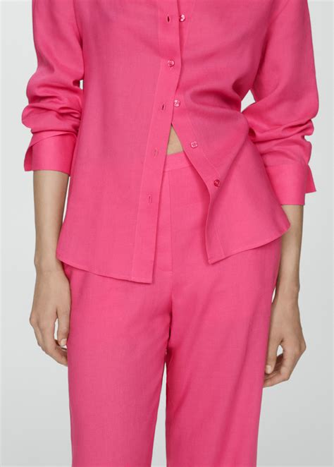 Straight-fit lyocell trousers - Women | MANGO Lebanon