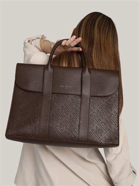 Huston Luxury Brown Laptop Bag -Stylish Work & Travel Tote – Miniwesst