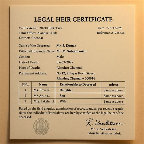 Apply for Legal Heir Certificate Online in Chennai - Verified.RealEstate