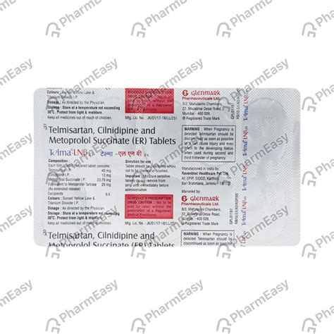 Telma Lnb 25mg Strip Of 10 Tablets: Uses, Side Effects, Price & Dosage ...