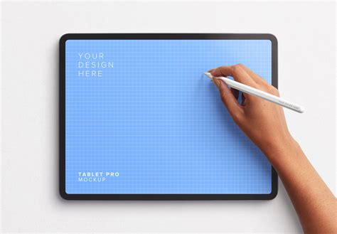 iPad Pro Mockup (12.9") with Woman Hand Holding Apple Pencil - Custom Scene