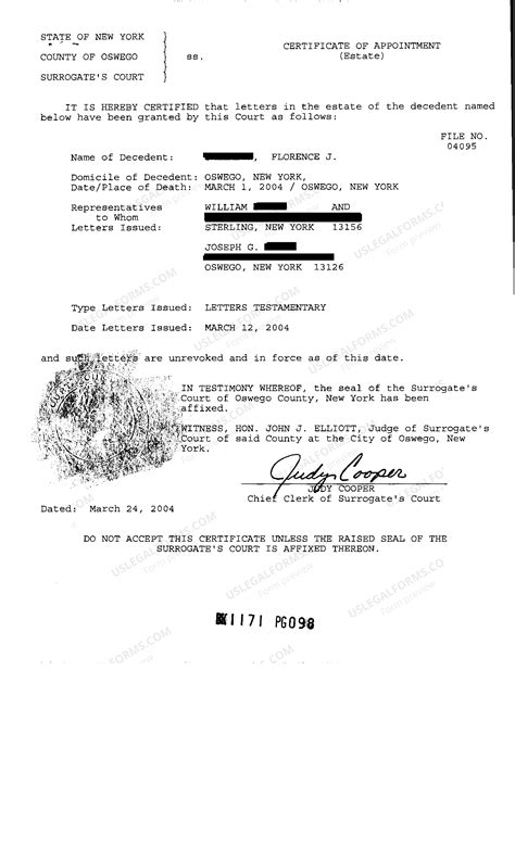 Sample Of Nys Letters Testamentary For Preliminary | US Legal Forms