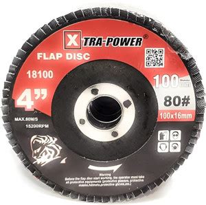 Xtra Power 4" inch Flap Disc 100x16mm, Grit : 80, Pack of 5 Metal ...