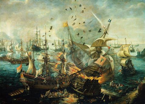 » The Explosion of the Spanish Flagship in the Battle of Gibraltar ...