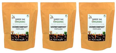 SHREE SAI ORGANIC Vermicompost 1 KG Fertilizer, Pack of - 3 : Amazon.in ...