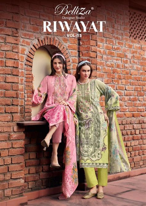 Riwayat Vol 15 Premium Viscose Rayon Embroidered Suit Dress Material