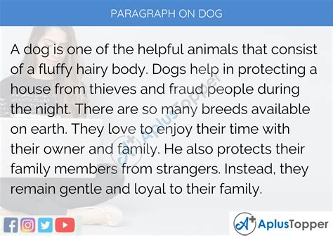 Paragraph on Dog 100, 150, 200, 250 to 300 Words for Kids, Students ...