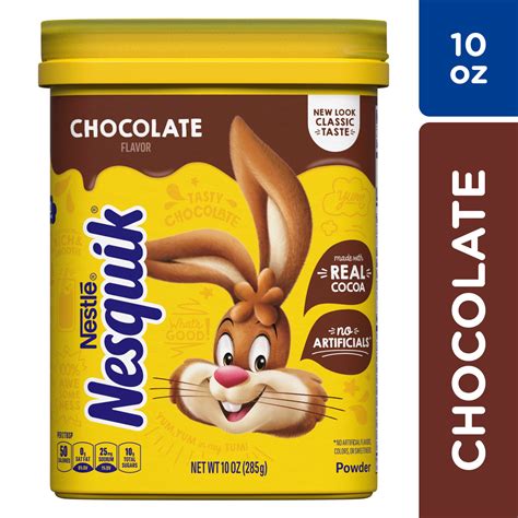 Nesltle Nesquik Chocolate Flavor Powder Drink Mix, 10 oz, Can