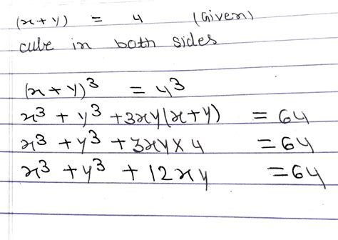 if (x+4)= 4 then show that x^3+y^3+12xy=64 - Brainly.in