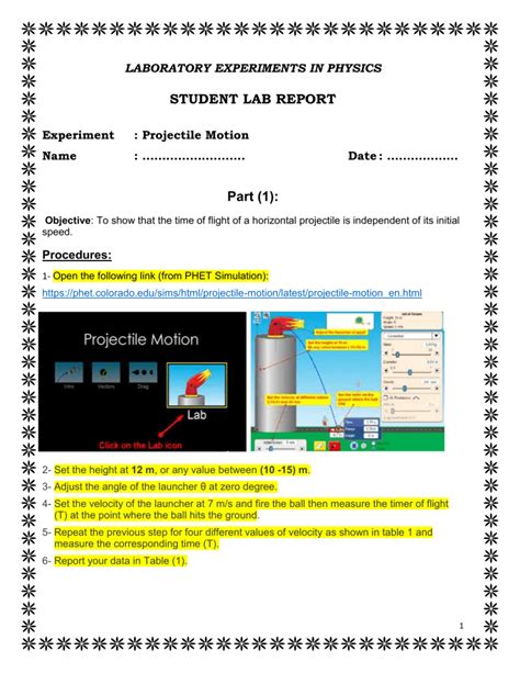 Image result for Projectile Motion Lab Experiment