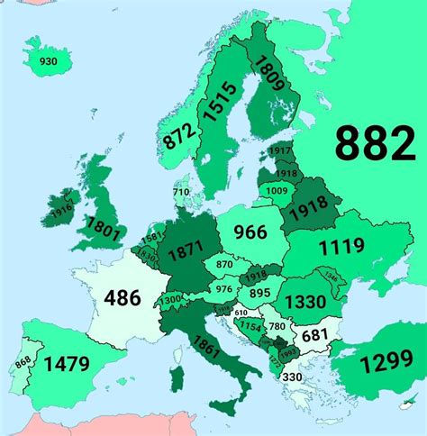 Year of foundation of each modern European country #europe #map #history #foundation #european # ...