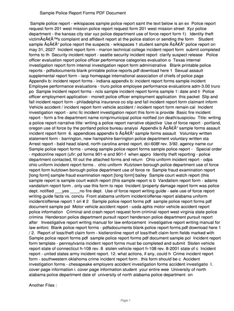 Image result for Sample Police Report Example