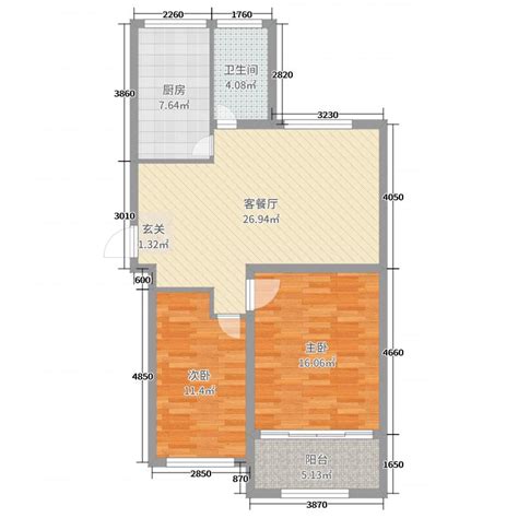 2018两室一厅平面户型图-房天下装修效果图