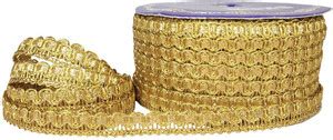 Adhvik CWG0257-02 (20 Mtr Roll and 1cm Width) Zari Designer Golden Gota ...