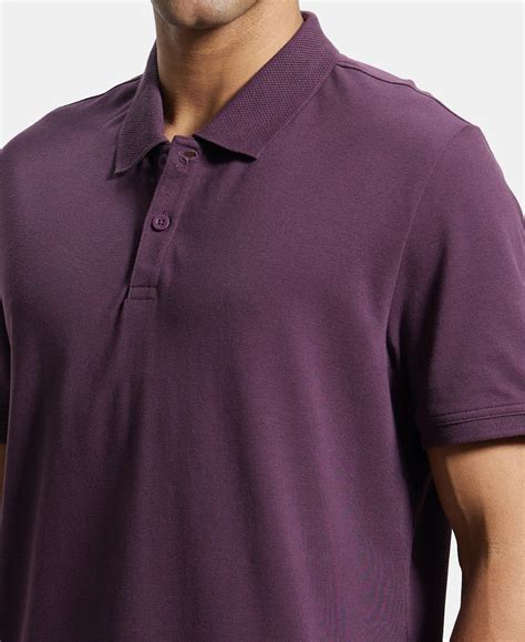 Buy Super Combed Cotton Rich Pique Fabric Solid Half Sleeve Polo T ...