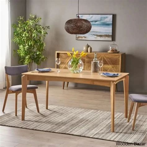 Kipling Chic Modern Dining Table in Teak Wood Design | Wooden Bazar