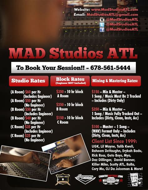 music studio prices