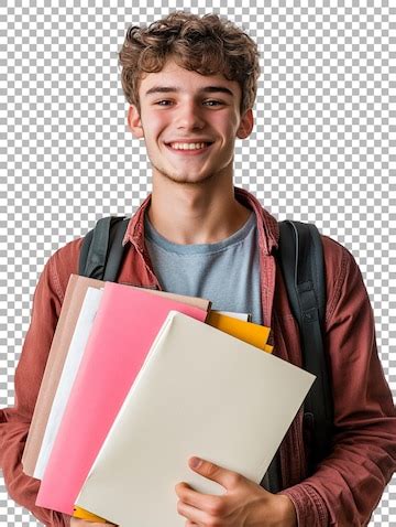 Png of a smiling male student holding documents against transparent ...