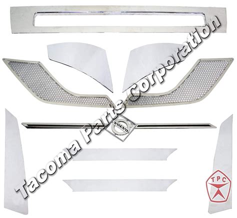 Buy VOLVO VNL Chrome Trim Set - Center Bumper - Corner Side Covers ...