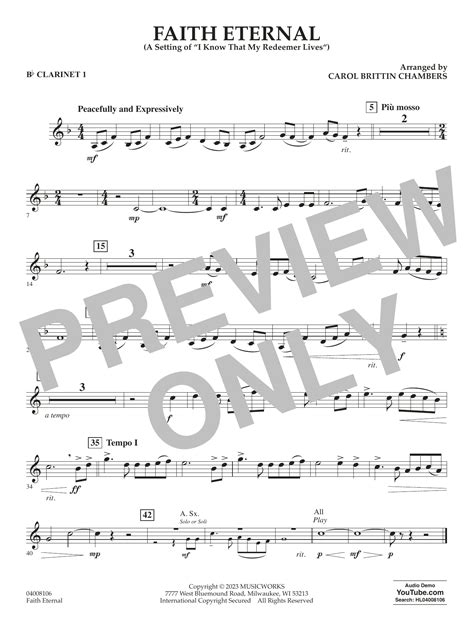 Faith Eternal - Bb Clarinet 1 by Carol Brittin Chambers Sheet Music for ...