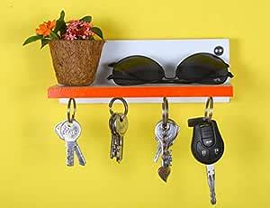 Aamivi 1002 New Magnetic Key Stand Key Holder 4 Magnetic Hooks White C ...