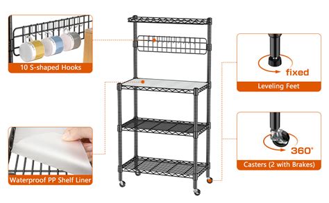 STORACK 4 Shelf Microwave Oven Stand with Storage,14" D x 30" W x 59" H ...