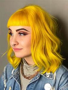 With Yellow Hair by 28 Gorgeous Yellow Hair Color Trends With Blunt Bangs For With Yellow Hair