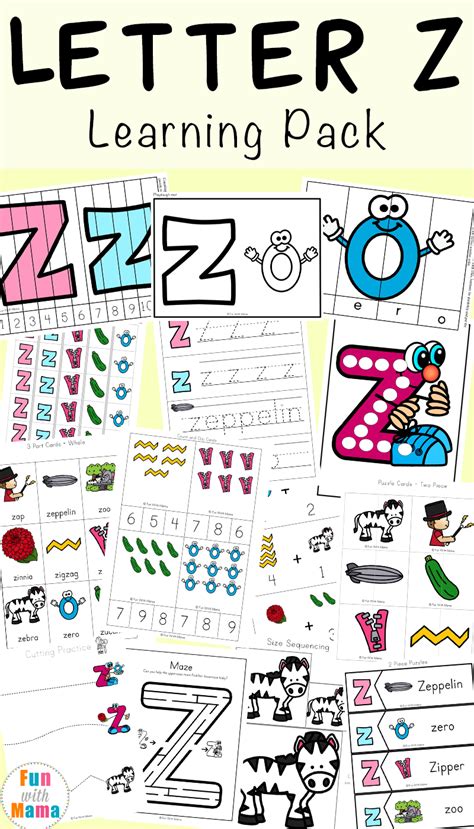 Letter Z Worksheets For Preschool   Kindergarten   Fun  